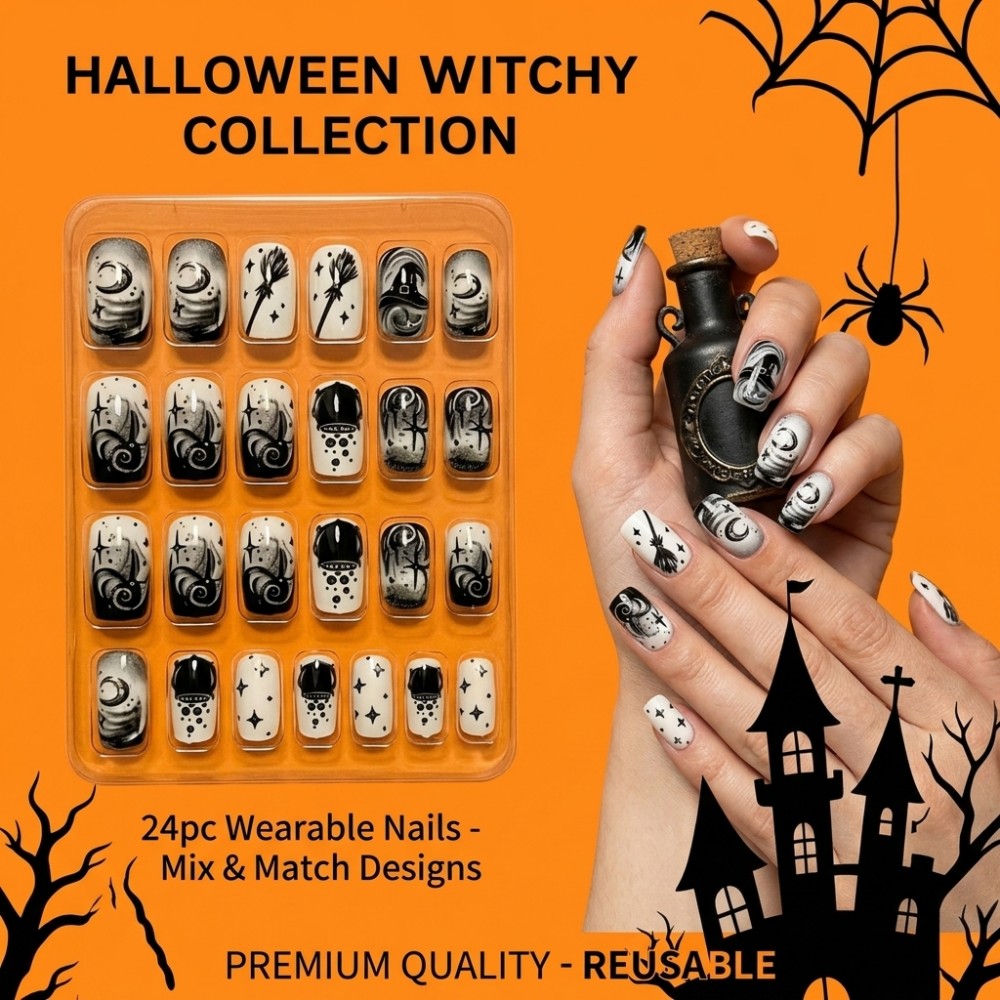 Sanding Stick Set - 24 Uñas Postizas de Halloween con
