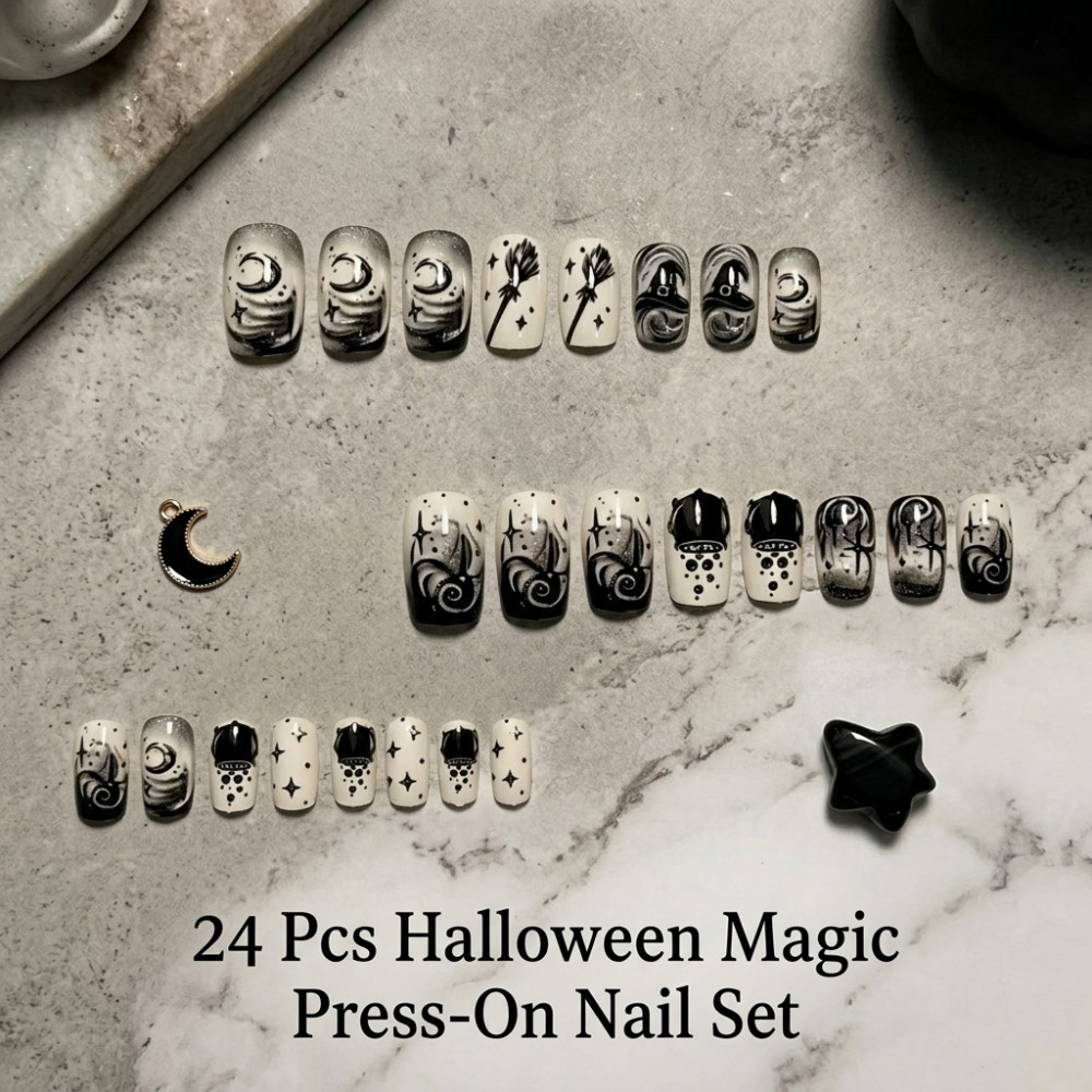 24 Uñas Postizas de Halloween  - Sanding Stick Set reseña y precio